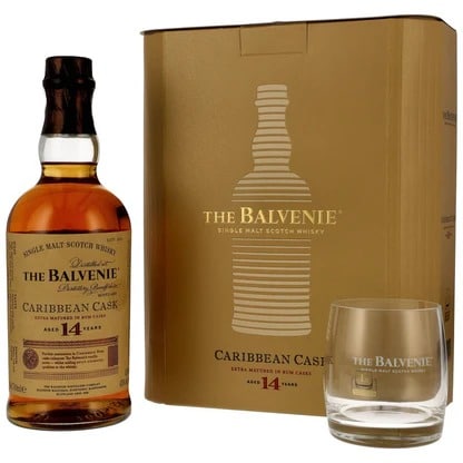 בלוויני 14 שנה קריביאן קאסק מארז עם כוס Balvenie 14 Years Caribbean Cask בלוויני 14 שנה קריביאן קאסק מארז עם כוס Balvenie 14 Years Caribbean Cask